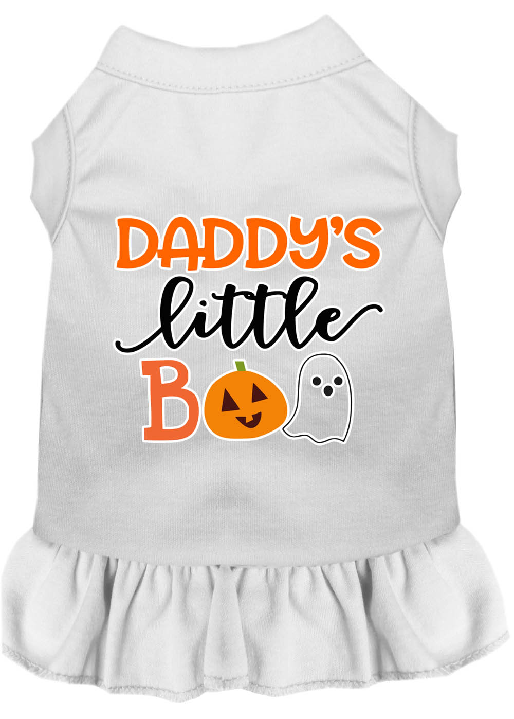 Daddy's Little Boo Screen Print Dog Dress White XXL